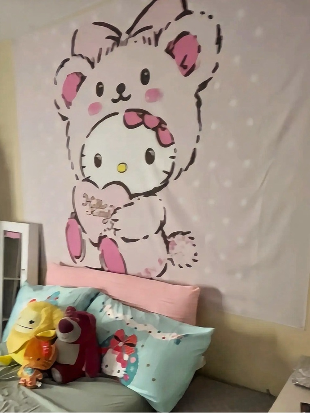 Hello Kitty Pink & White Plush Character Wall Tapestry